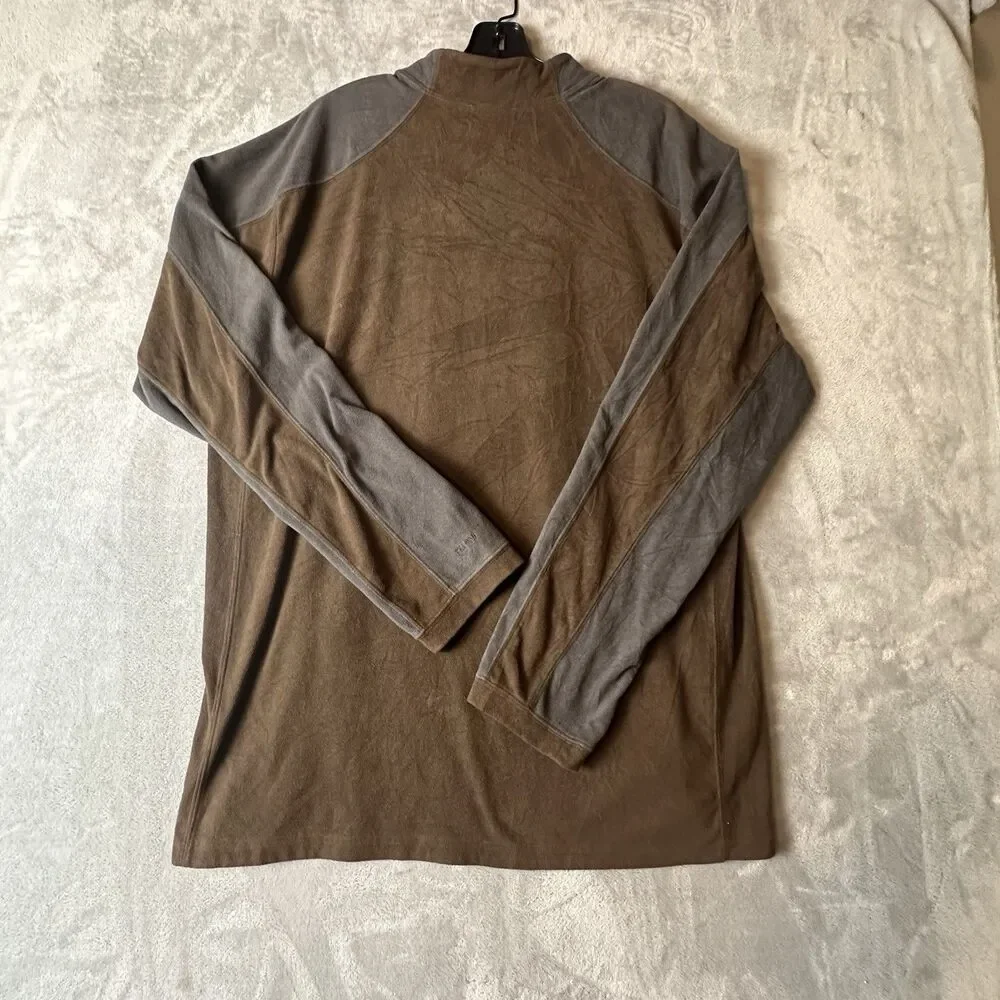 The North Face Men's XL Brown/Gray Colorblock 1/4 Zip Mock Neck Fleece Logo
